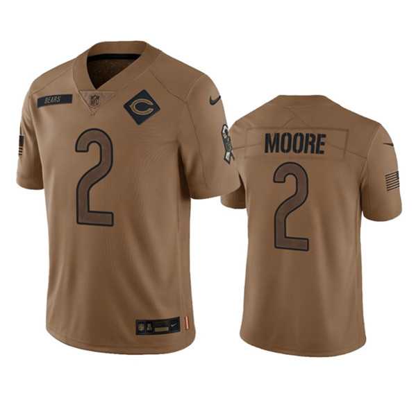 Men%27s Chicago Bears #2 DJ Moore 2023 Brown Salute To Service Limited Football Stitched Jersey Dyin->cincinnati bengals->NFL Jersey